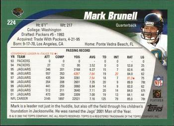 2002 Topps #224 Mark Brunell Back