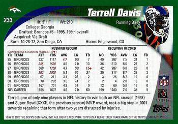2002 Topps #233 Terrell Davis Back