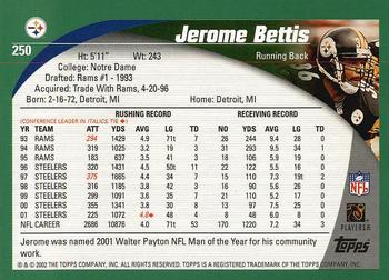 2002 Topps #250 Jerome Bettis Back