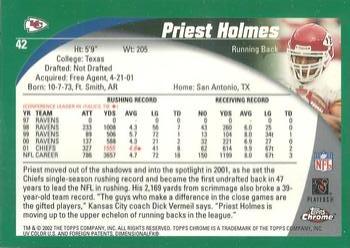 2002 Topps Chrome #42 Priest Holmes Back