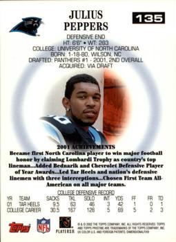 2002 Topps Pristine #135 Julius Peppers Back