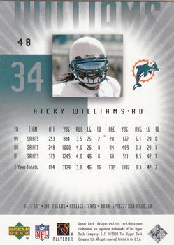 2002 UD Graded #48 Ricky Williams Back