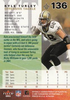 2002 Ultra #136 Kyle Turley Back