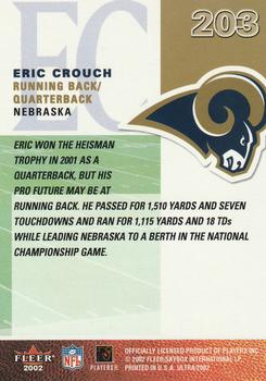 2002 Ultra #203 Eric Crouch Back