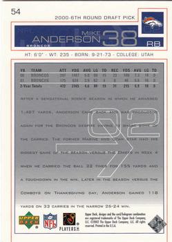 2002 Upper Deck #54 Mike Anderson Back