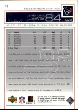 2002 Upper Deck #71 Jermaine Lewis Back