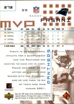 2002 Upper Deck MVP #273 Randy Fasani Back
