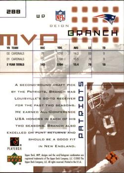 2002 Upper Deck MVP #288 Deion Branch Back