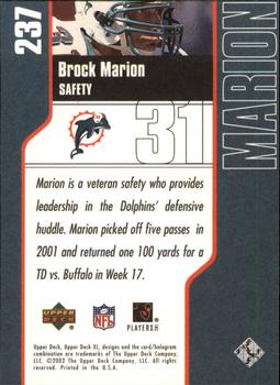 2002 Upper Deck XL #237 Brock Marion Back