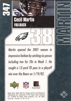 2002 Upper Deck XL #347 Cecil Martin Back
