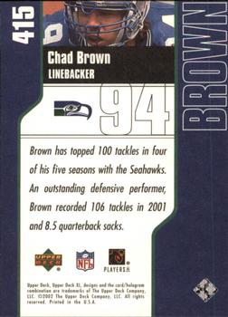 2002 Upper Deck XL #415 Chad Brown Back