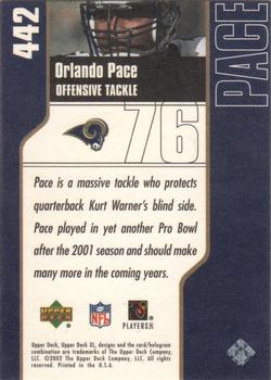 2002 Upper Deck XL #442 Orlando Pace Back