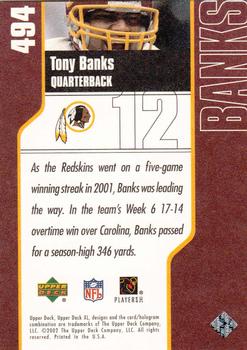 2002 Upper Deck XL #494 Tony Banks Back