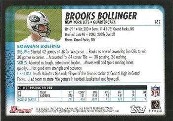 2003 Bowman #182 Brooks Bollinger Back