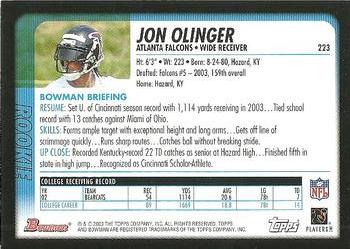 2003 Bowman #223 Jon Olinger Back