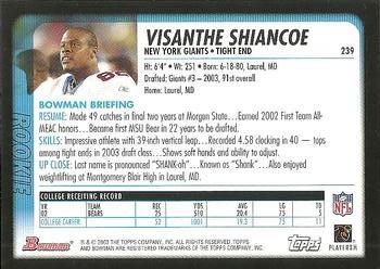 2003 Bowman #239 Visanthe Shiancoe Back