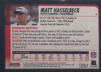 2003 Bowman Chrome #9 Matt Hasselbeck Back