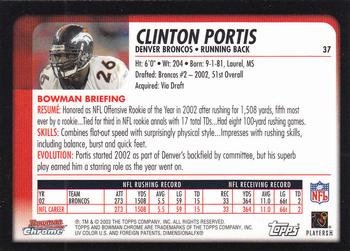 2003 Bowman Chrome #37 Clinton Portis Back