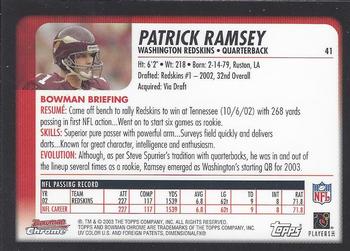 2003 Bowman Chrome #41 Patrick Ramsey Back