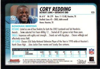 2003 Bowman Chrome #125 Cory Redding Back