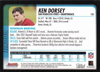 2003 Bowman Chrome #131 Ken Dorsey Back