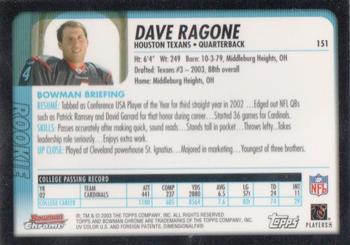 2003 Bowman Chrome #151 Dave Ragone Back