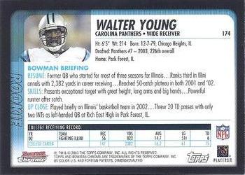 2003 Bowman Chrome #174 Walter Young Back