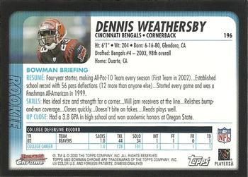 2003 Bowman Chrome #196 Dennis Weathersby Back