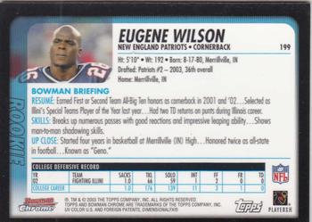 2003 Bowman Chrome #199 Eugene Wilson Back