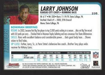 2003 Bowman Chrome #235 Larry Johnson Back