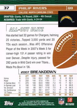 2008 Stadium Club - First Day Issue #37 Philip Rivers Back