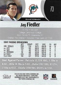 2003 Bowman's Best #73 Jay Fiedler Back