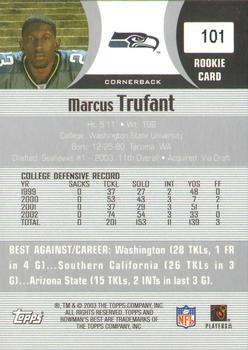 2003 Bowman's Best #101 Marcus Trufant Back