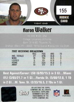 2003 Bowman's Best #155 Aaron Walker Back