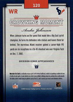 2003 Donruss Gridiron Kings #120 Andre Johnson Back