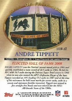 2008 Topps Chrome - Hall of Fame #HOF-AT Andre Tippett Back