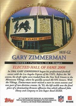 2008 Topps Chrome - Hall of Fame #HOF-GZ Gary Zimmerman Back