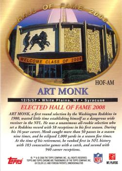 2008 Topps Chrome - Hall of Fame #HOF-AM Art Monk Back
