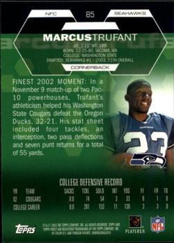 2003 Finest #85 Marcus Trufant Back