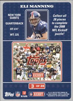 2008 Topps Kickoff - Puzzle #3 Eli Manning Front