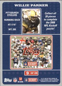 2008 Topps Kickoff - Puzzle #9 Willie Parker Front