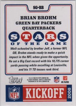 2008 Topps Kickoff - Stars of the Game #SG-BB Brian Brohm Back
