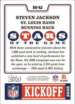 2008 Topps Kickoff - Stars of the Game #SG-SJ Steven Jackson Back