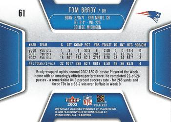 2003 Flair #61 Tom Brady Back