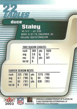 2003 Fleer Focus #22 Duce Staley Back