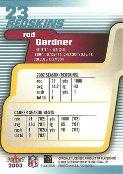 2003 Fleer Focus #23 Rod Gardner Back
