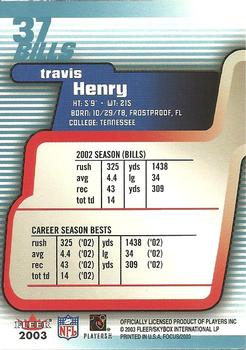 2003 Fleer Focus #37 Travis Henry Back