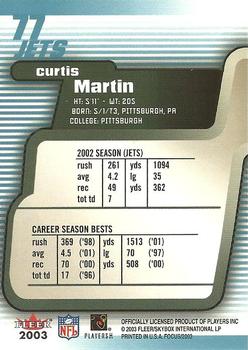 2003 Fleer Focus #77 Curtis Martin Back
