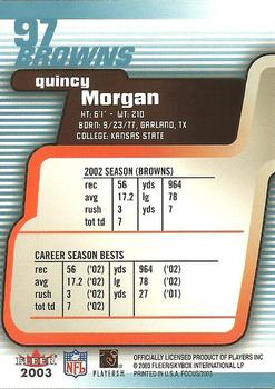 2003 Fleer Focus #97 Quincy Morgan Back