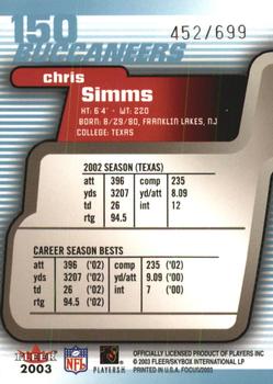 2003 Fleer Focus #150 Chris Simms Back